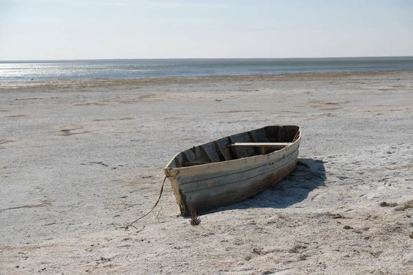 Abandoned Boats Territory Drying Aral Sea — Stock Photo, Image