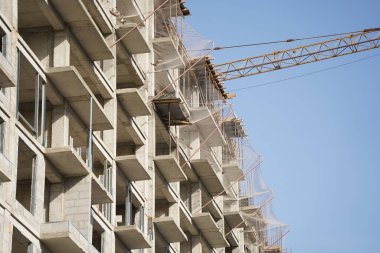 Almaty, Kazakistan - 09.09.2021: Yüksek katlı bir konut inşaatı