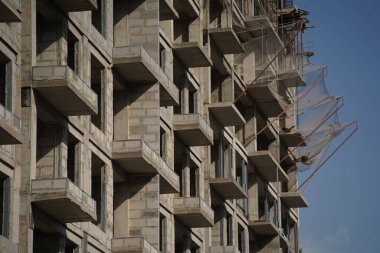 Almaty, Kazakistan - 09.09.2021: Yüksek katlı bir konut inşaatı