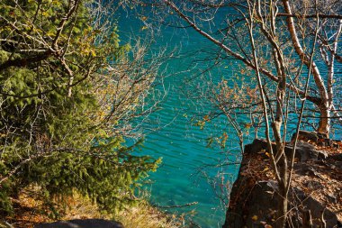 Lake Issyk in the rays of the setting sun. National Nature Park.