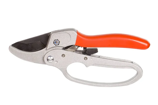 Garden Pruner Red Handle Isolated White Background — Stock Photo, Image