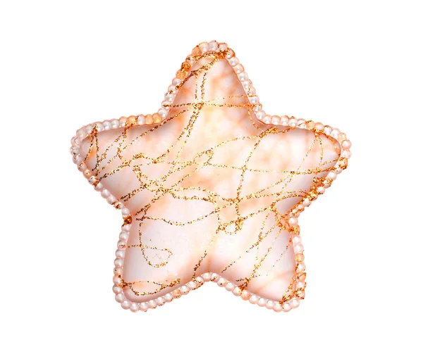 Glass christmas star with golden decoration — Stock Photo, Image