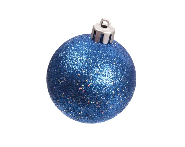 Modrý třpytivý vánoční koule — Stock fotografie