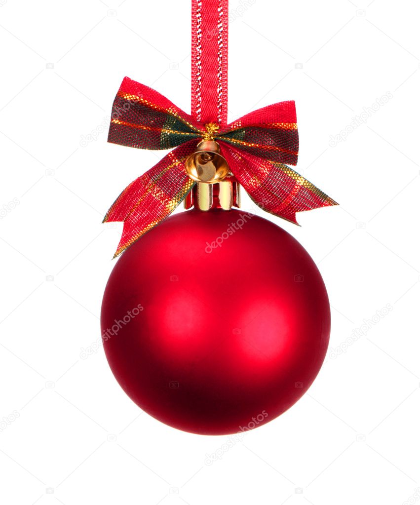 Red Christmas ball with bow