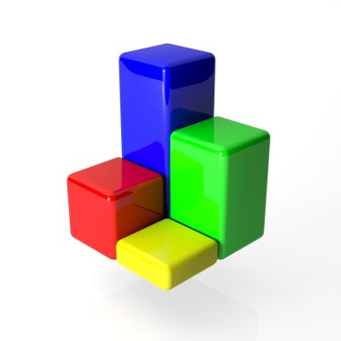 3d zamanlama çok renkli küpler
