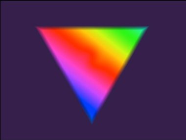 Soyut arkaplan, çok renkli kırmızı mavi mavi sarı eğimli florasan üçgen.