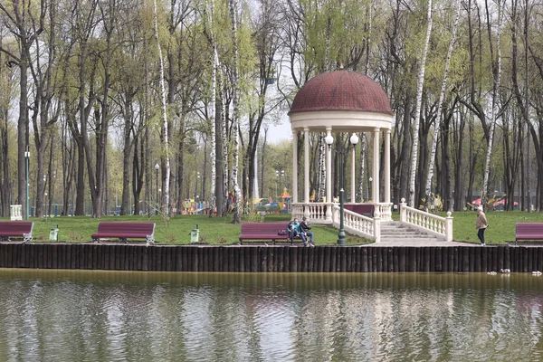 En el parque junto al lago siempre hay muchos turistas — Foto de Stock