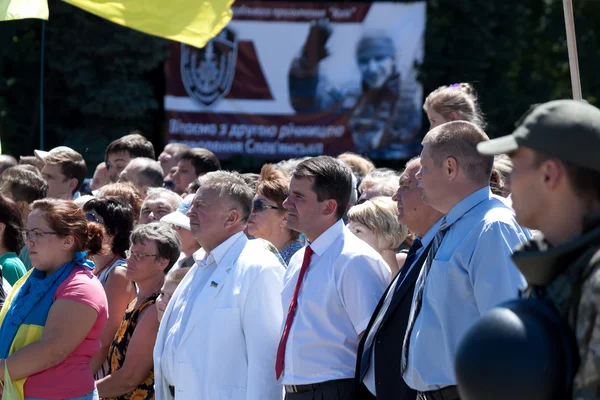 Bürgermeister von Slowjansk Wadim Ljach und andere bei der Sitzung — Stockfoto