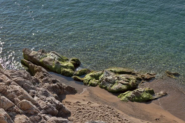Divoká Pláž Calella Oblíbená Prázdninová Destinace Turistů Všech Evropských Zemí — Stock fotografie