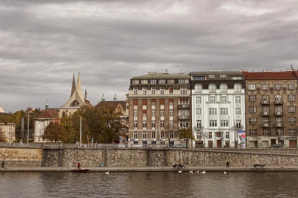 Quay Prague view from the river boat — Stock Photo, Image