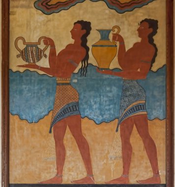 Arkeolojik fresk Minos Palace Knossos at üzerinden