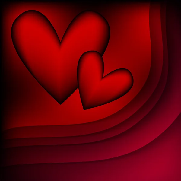 Sötét fekete és piros háttér szívvel — Stock Vector
