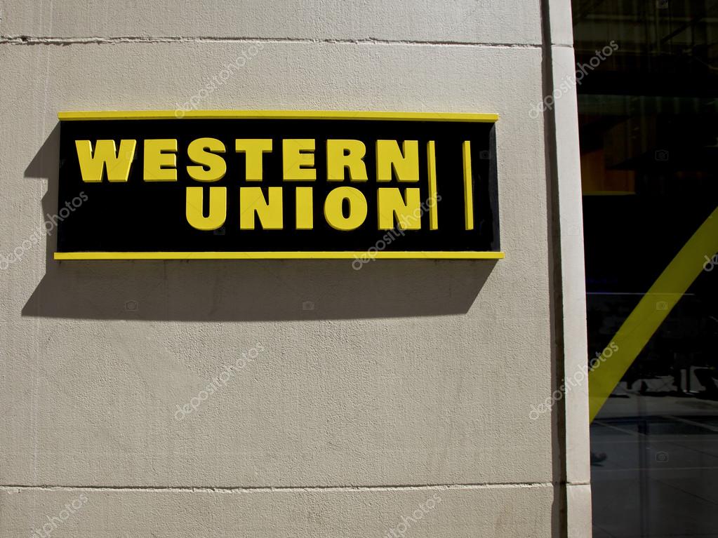 Western Union sign in New York City, US