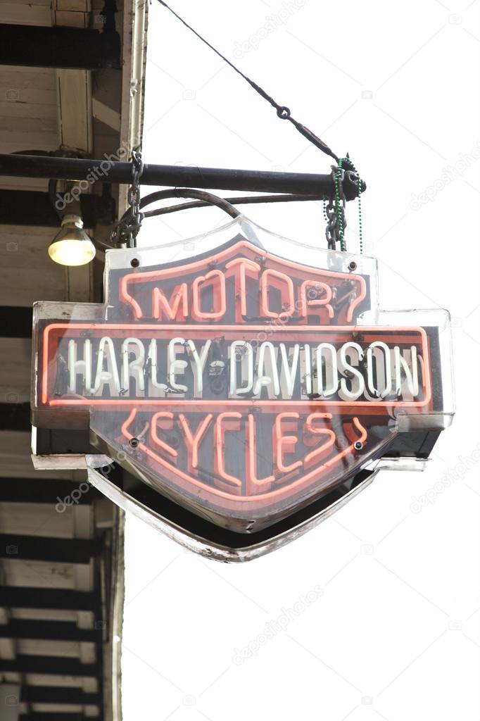Harley Davidison Sign in French Quarters, New Orleans, Louisiana, USA