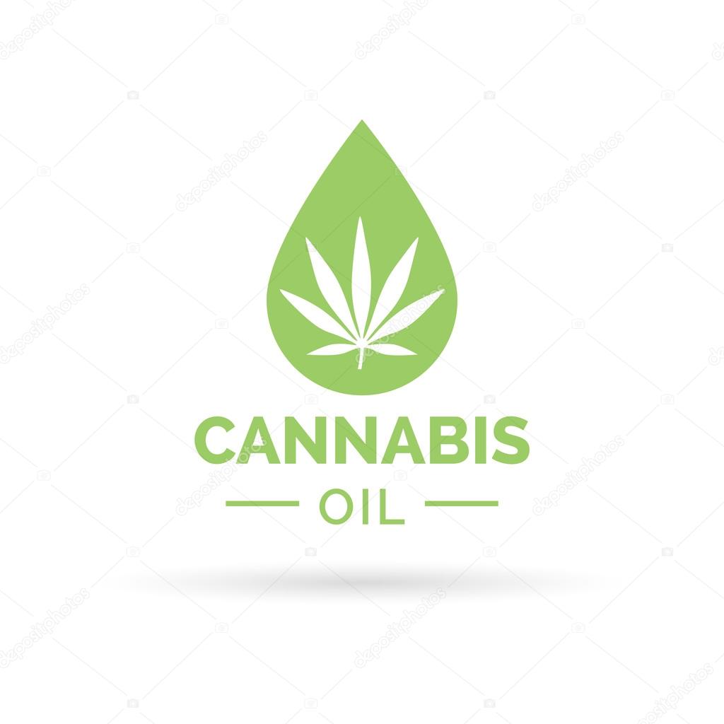 Medical Cannabis oil icon design with Marijuana leaf and hemp oil drop symbol. Vector illustration.