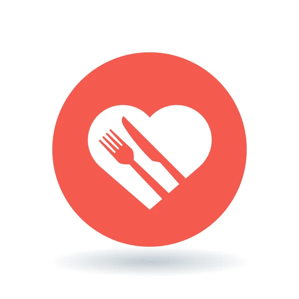 Conceito comer ícone saudável. Sinal de dieta saudável conceitual. coração, faca e garfo símbolo. Ilustração vetorial . — Vetor de Stock