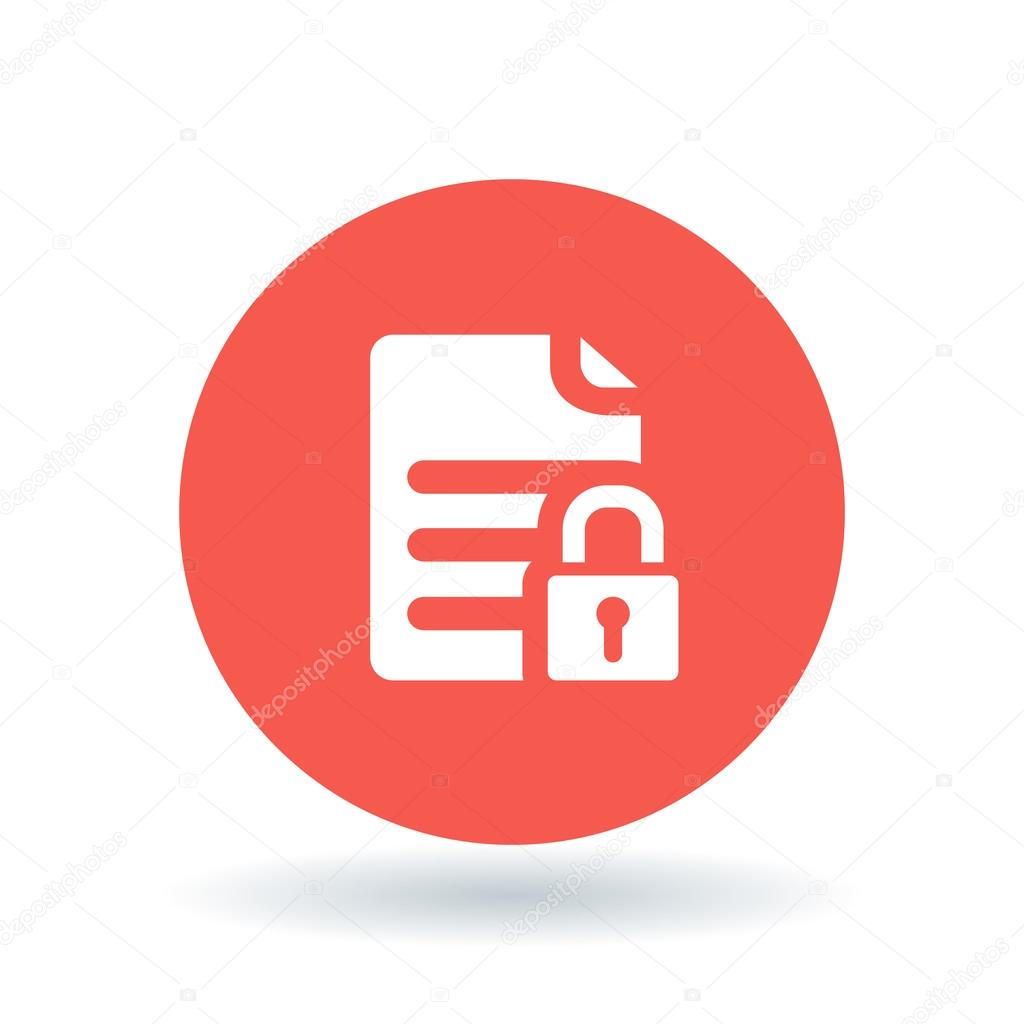 Password protected document icon. Secure document file sign. locked business file with padlock symbol. Vector illustration.
