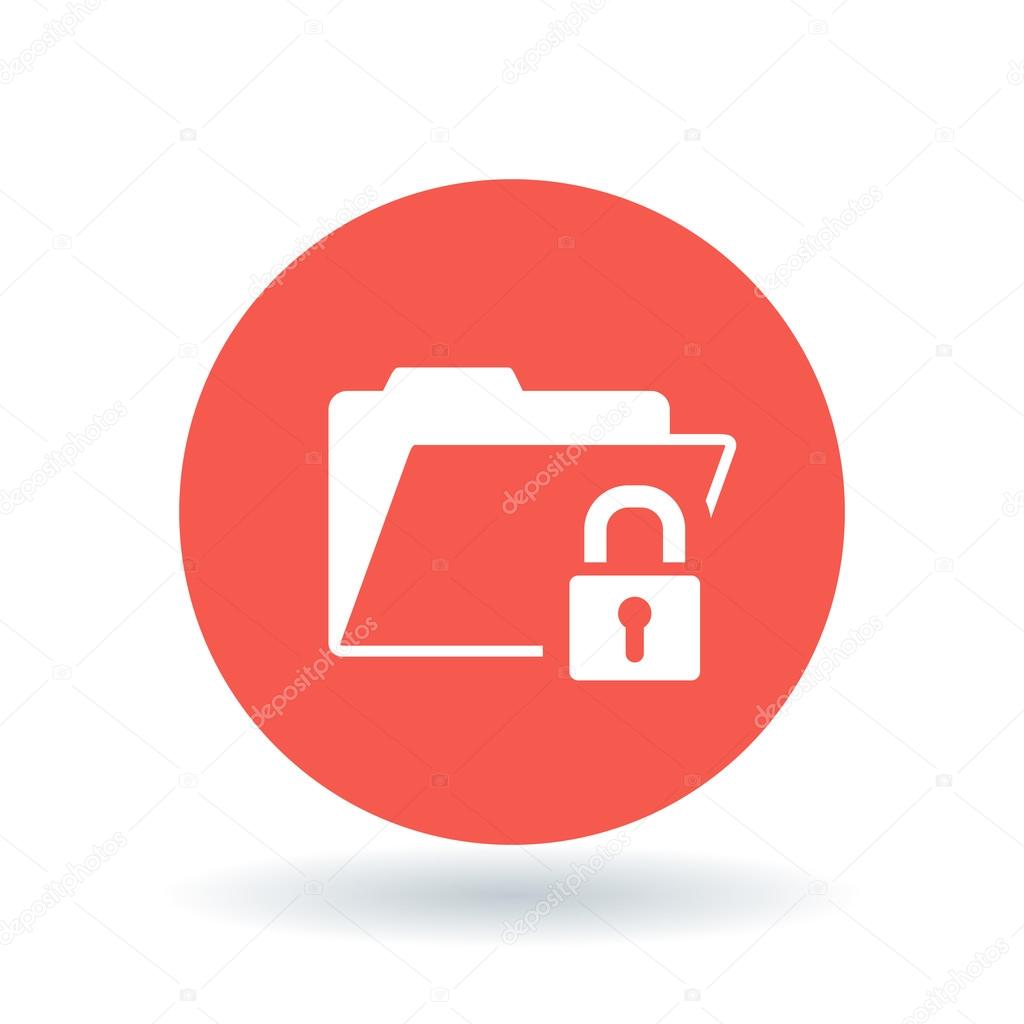 Secure folder icon. Folder with padlock sign. Password protected folder symbol. Vector illustration.