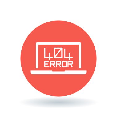 404 sayfa hata simgesi bulunamadı. Internet hata işareti. Dizüstü tarayıcı hata sembolü. Vektör çizimi.