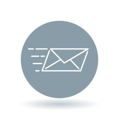 Hızlı posta simgesi. E-posta gönderme işareti. Posta kuryesi sembolü. Vektör çizimi.