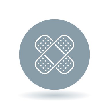 Bandaid simgesi. Bandaj işareti. alçı sembolü. Vektör çizimi.