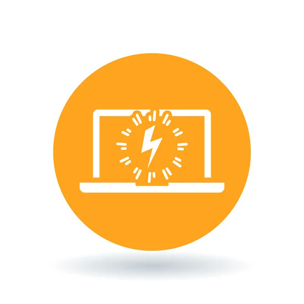 Laptop Power Charge Icon. Notizbuch Blitz Zeichen. Computer elektrisches Blitz-Symbol. Vektorillustration. — Stockvektor