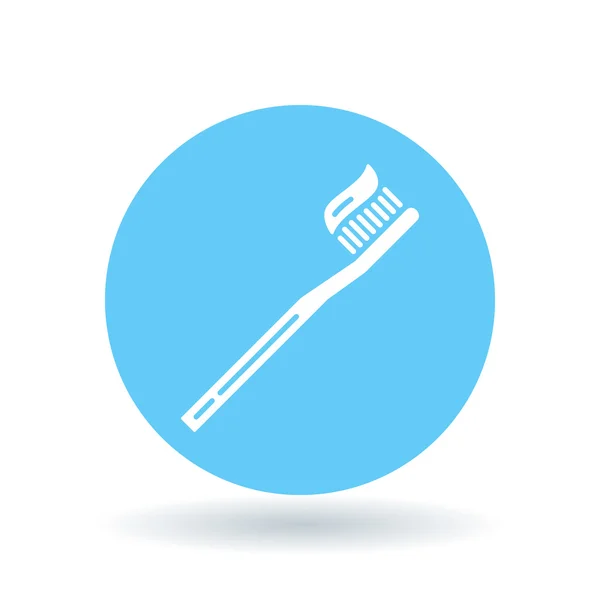 歯のアイコンを磨きます。歯磨き粉のサインが付いている歯ブラシ。歯科治療のシンボル。ベクトルイラスト. — ストックベクタ