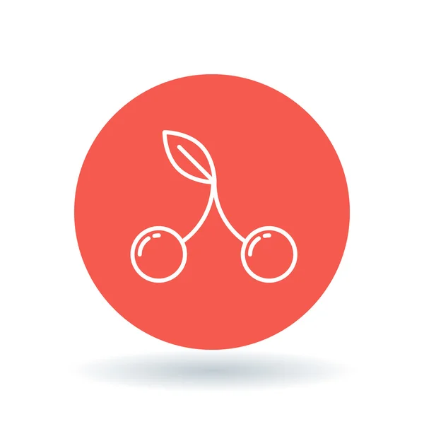 Kirschkernsymbol. Dessert-Kirschen-Zeichen. Beerensymbol. Weißkirschen-Symbol auf rotem Hintergrund. Vektorillustration. — Stockvektor