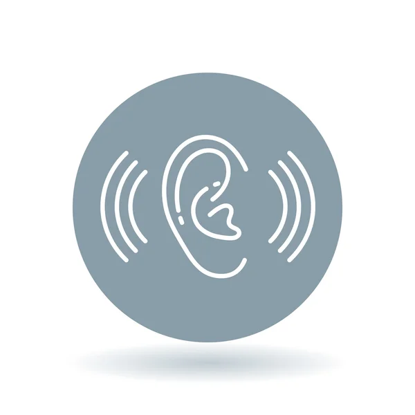 耳の補聴器アイコン。ボリューム増加記号。耳の音の記号。ベクトルイラスト. — ストックベクタ