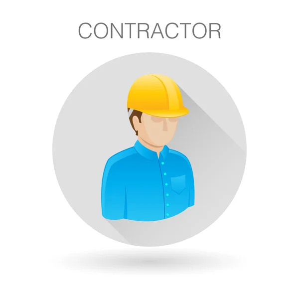 Icône entrepreneur de construction. Professionnel avec le symbole de hardhat. Ingénieur construction signe. Illustration vectorielle . — Image vectorielle