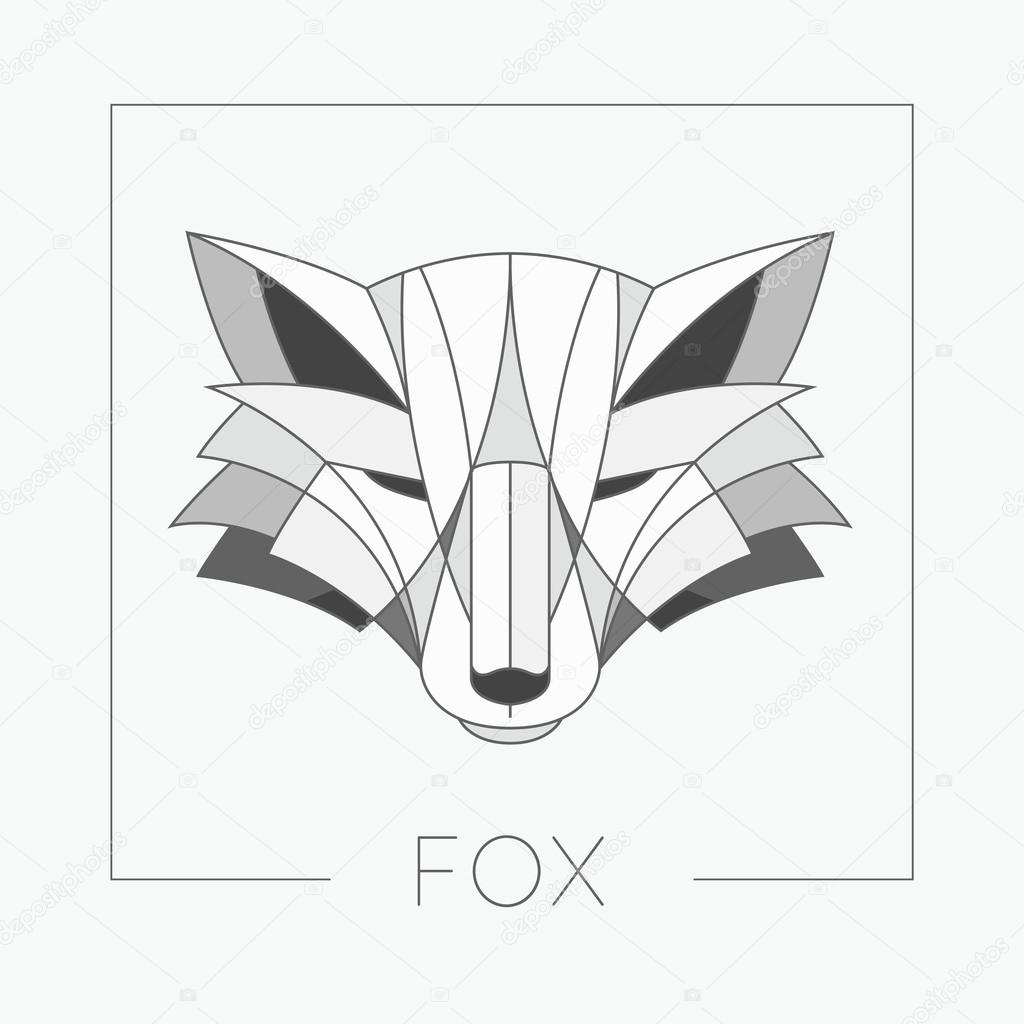 Abstract fox head emblem icon design with elegant line shapes style. Vector illustration.