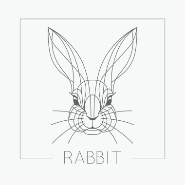 Soyut tavşan tavşan baş amblemi simgesi tasarım zarif çizgi şekilleri stili ile