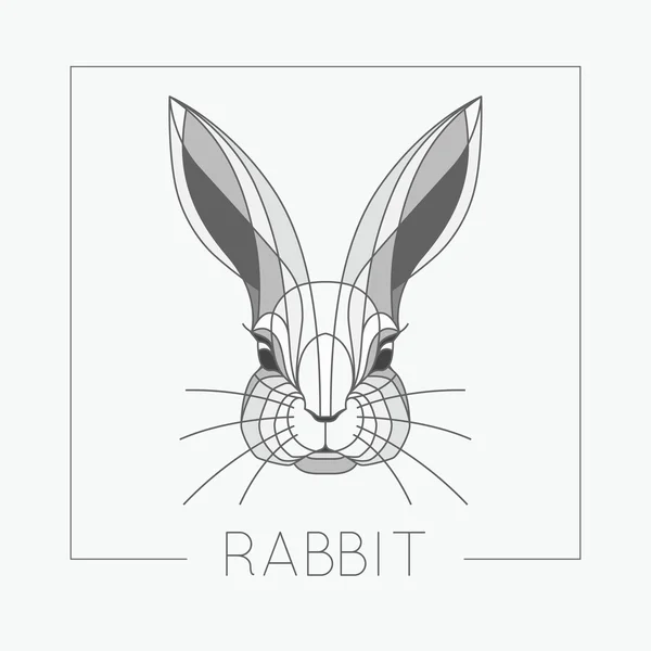 Streszczenie królik królik godło głowa ikona designu w stylu eleganckiej linii kształtów — Wektor stockowy