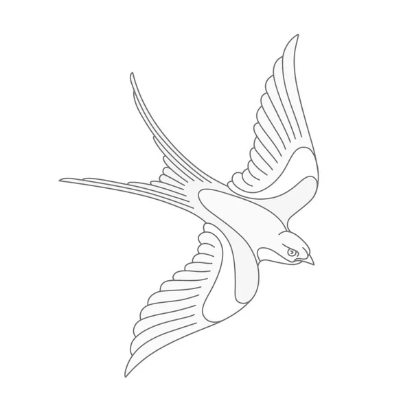 Flying swallow or swift tattoo design. — Stock Vector