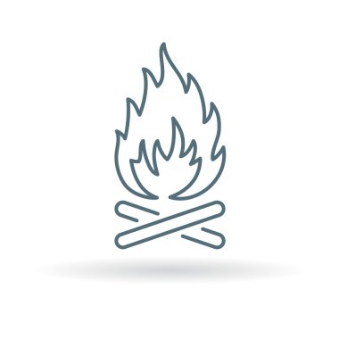 Ahşap yangın simgesi. Açık şenlik ateşi sembolü. Kamp yangın işareti.