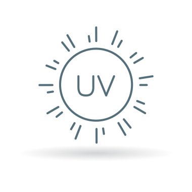 UV simgesi. Güneş işareti ray. Ultra violet yapraklara koruma simgesi.