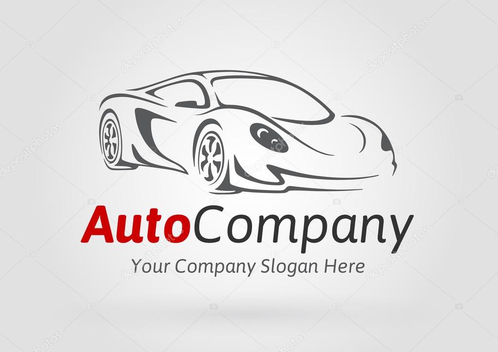 Original auto motorcar silhouette concept design of a super sports vehicle car shop logo on grey background. Vector illustration.