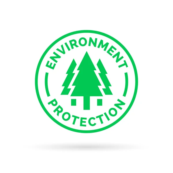 Umweltschutzsymbol mit grüner Baumsilhouette. — Stockvektor
