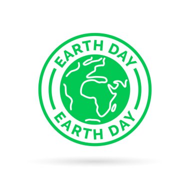 Yeşil dünya çevre sembolü damga ile dünya gün simgesi.