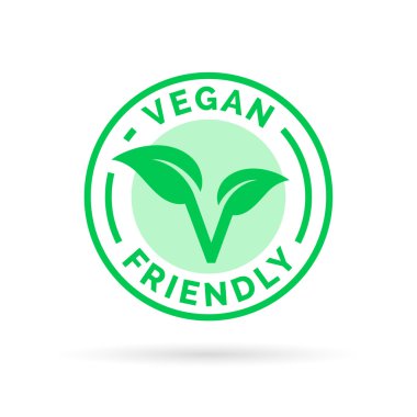 Dost vegan gıda simgesi damga tasarım. Vektör çizim.