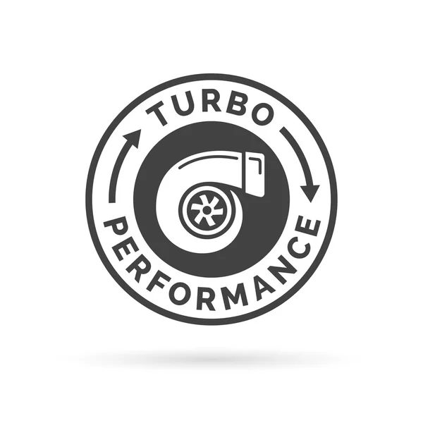 Turbo-Leistungsabzeichen mit Auto-Turbolader-Kompressorstempel. — Stockvektor