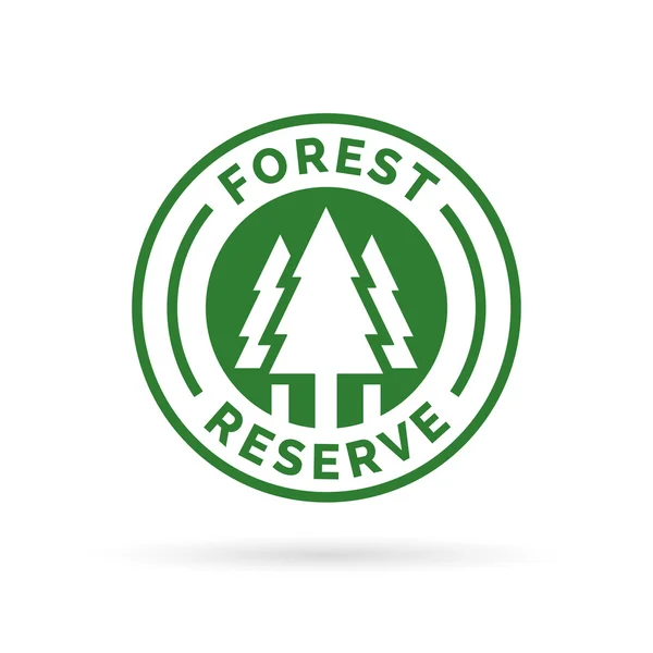 Symbolplakette für das Waldreservat. Geschütztes Waldschild. Symbol der Baumsilhouette. — Stockvektor