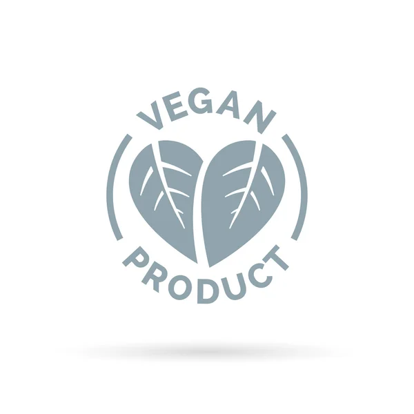 Vegan product icon with heart leaves sign. — ストックベクタ