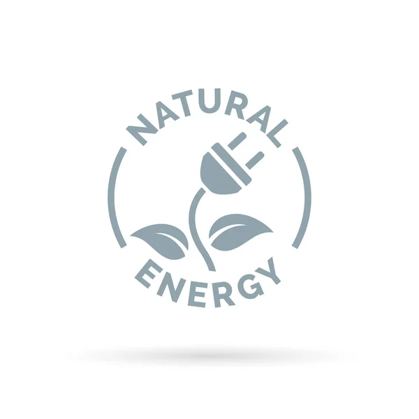 Natural electricity icon concept with electric plug and leaf sign. — Stockový vektor