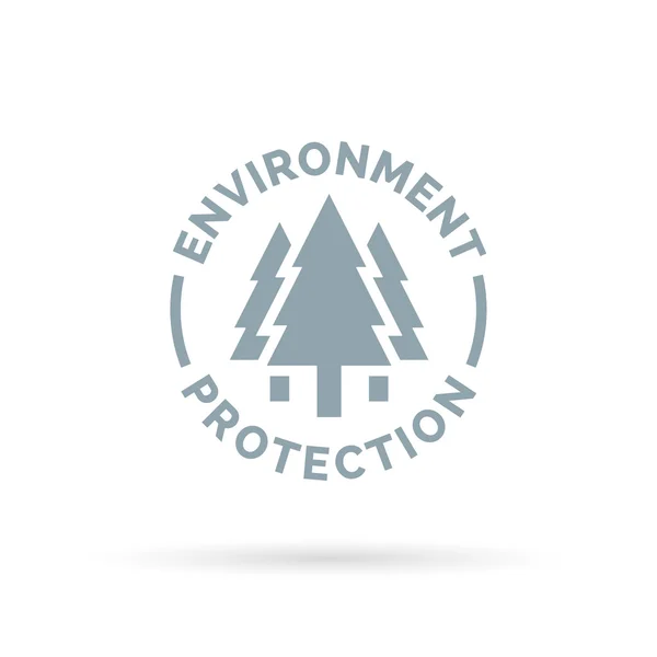 Símbolo de protección del medio ambiente con icono de árbol de silueta forestal . — Vector de stock