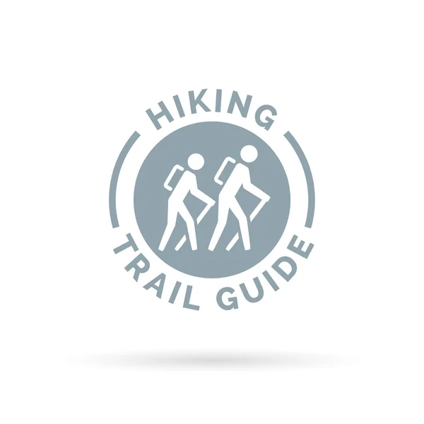 Sentier de randonnée symbole guide avec icône randonneurs . — Image vectorielle