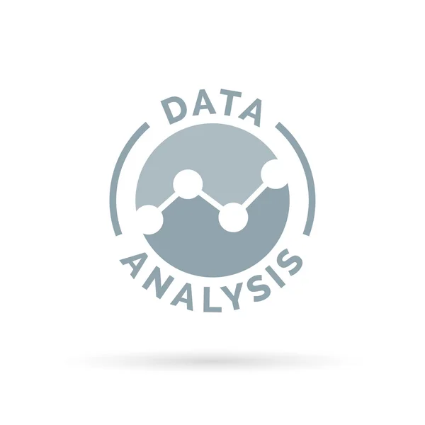 Data analysis icon with grey concept line dots graph symbol. — Stock Vector