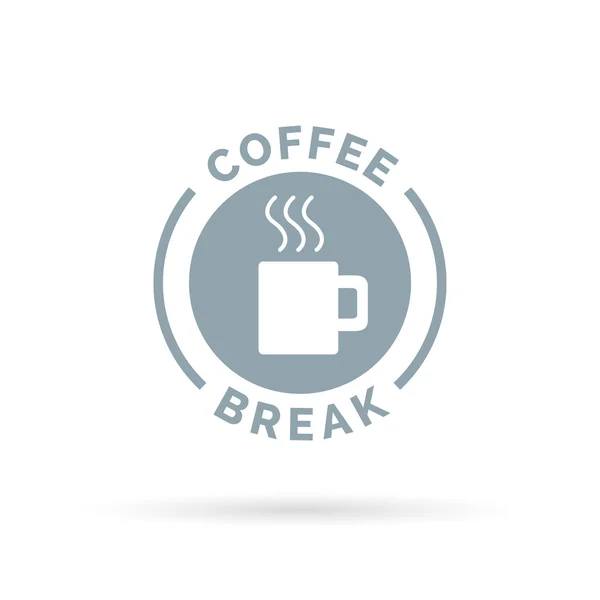 Coffee break sign with steaming coffee mug icon silhouette. — Stock Vector