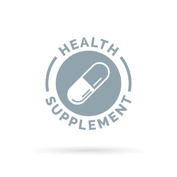 Gesundheitsergänzungssymbol mit Vitamin-Kapsel-Symbol. — Stockvektor