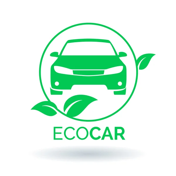 Ícone verde do carro ecológico. Ilustração vetorial — Vetor de Stock